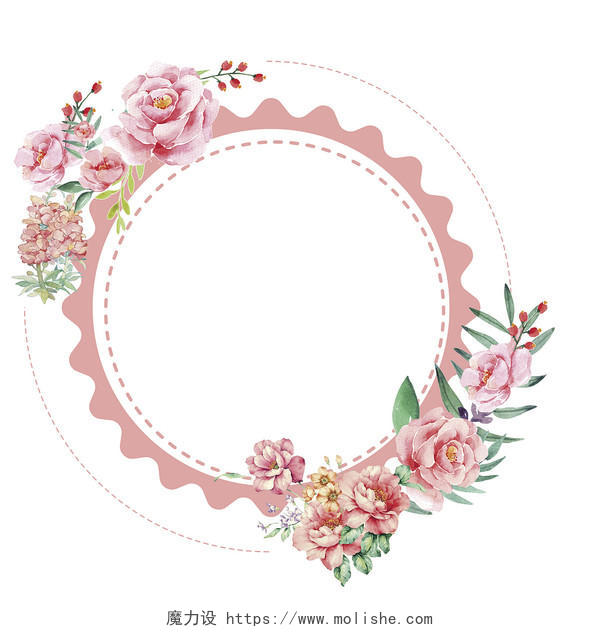感恩母亲节粉色边框温馨花朵PNG素材